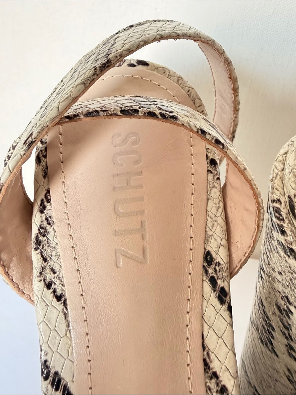NEW Schutz Snake Print Leather Platform Wedge Sandals Women’s US 8.5 / EUR 39 - Picture 7 of 7